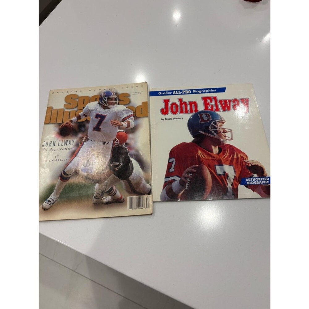 (2) John Elway book/magazine
